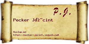 Pecker Jácint névjegykártya